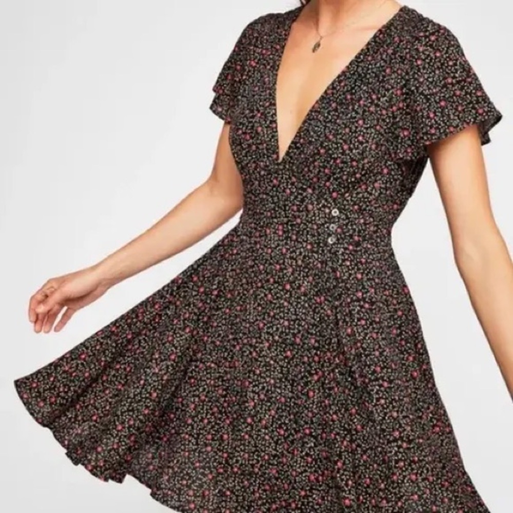FREE PEOPLE FORTUNA FLORAL MINI DRESS
